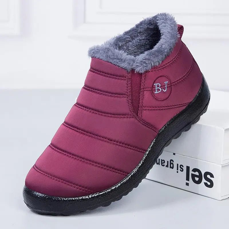 Emily - Women's Warm Faux Fur Lined Slip-On Ankle Boots for Winter - Boots - Red - Davies & Cooper