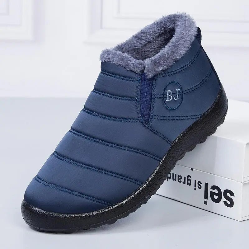 Emily - Women's Warm Faux Fur Lined Slip-On Ankle Boots for Winter - Boots - Blue - Davies & Cooper