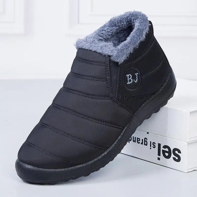 Emily - Women's Warm Faux Fur Lined Slip-On Ankle Boots for Winter - Boots - Black - Davies & Cooper