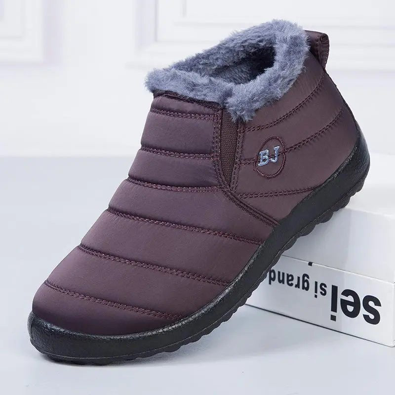 Emily - Women's Warm Faux Fur Lined Slip-On Ankle Boots for Winter - Boots - Brown - Davies & Cooper