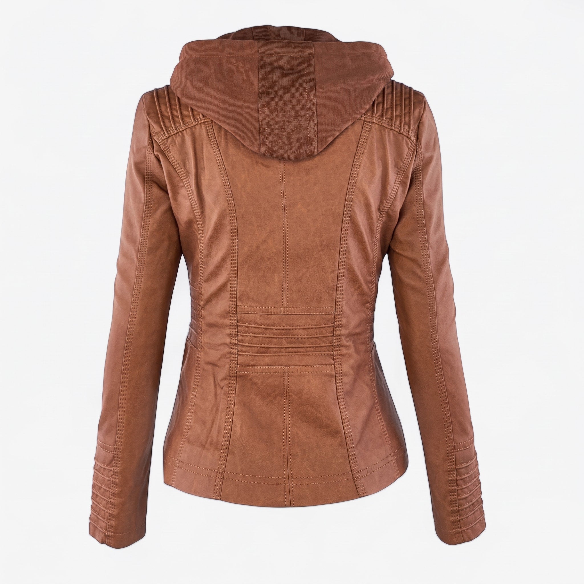 Sarah - Women's Hooded Biker Jacket with Drawstring Hood