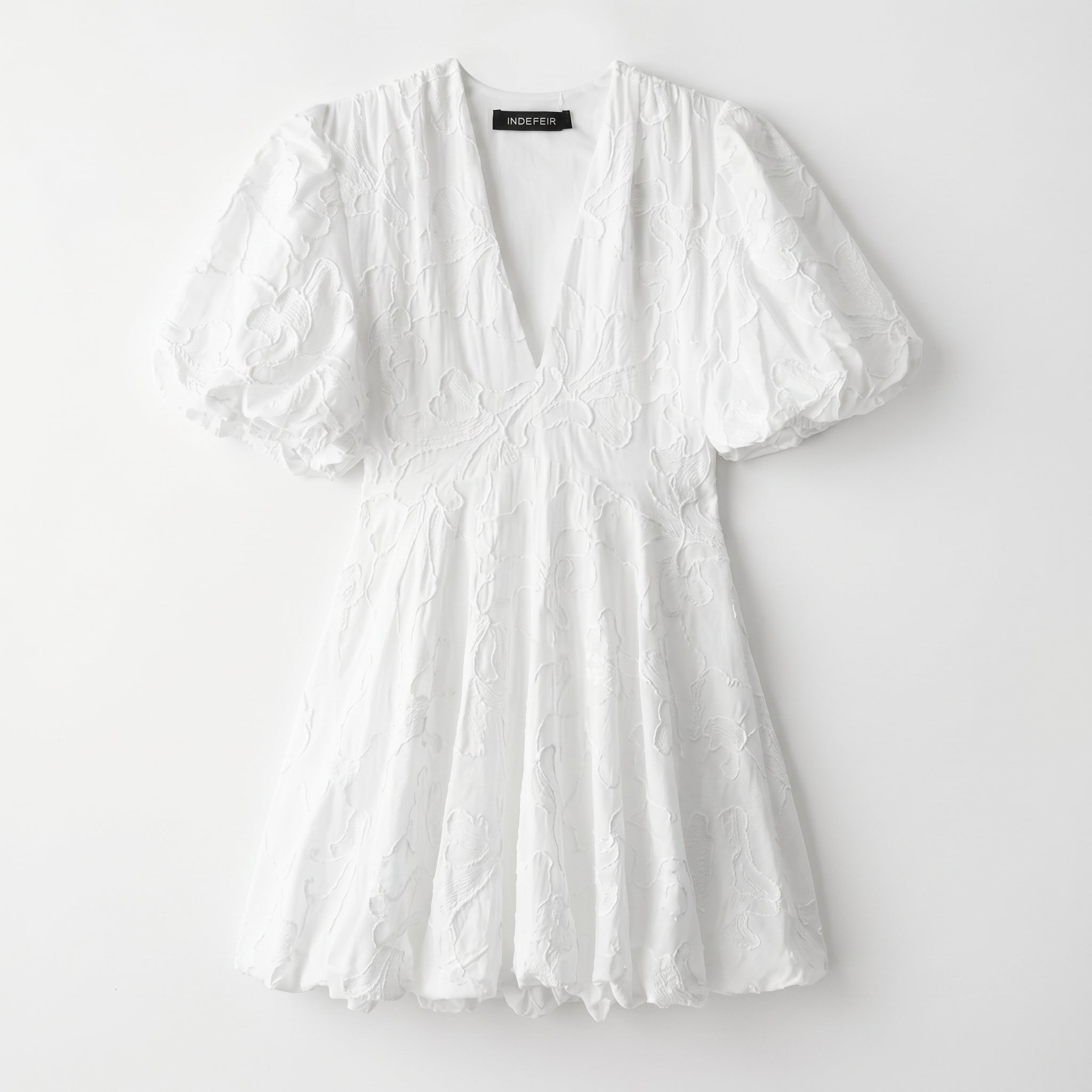 Freya - Women's Summer Floral Puff Sleeve Mini Dress - Mini Dress - White - Davies & Cooper