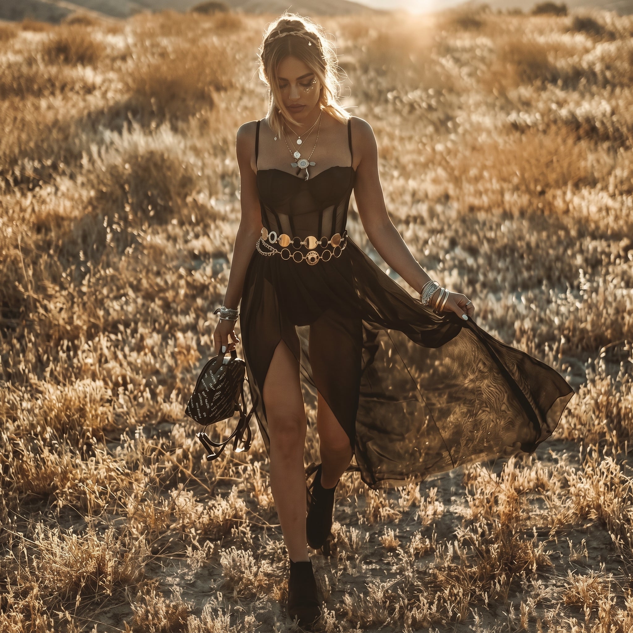 Freya - Women's Summer Mesh Corset Maxi Dress - Maxi Dresses - Black - Davies & Cooper