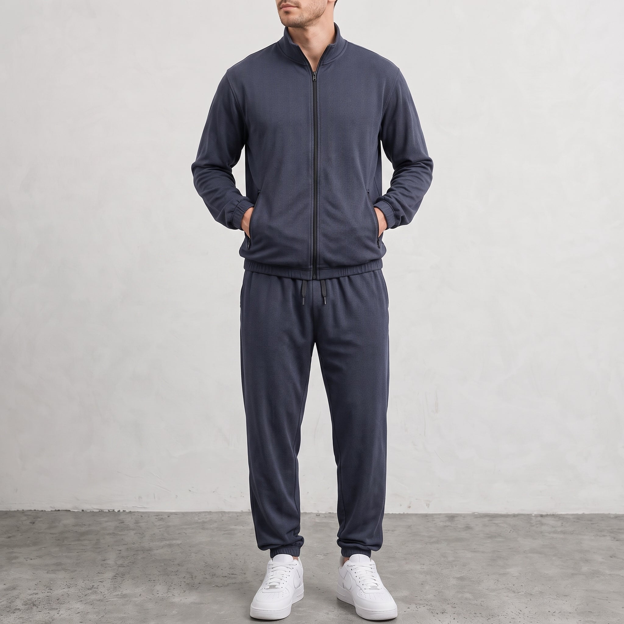 George - Men's Two-Piece Zip-Up Jacket and Jogger Tracksuit Set - Outfit Sets - Blue - Davies & Cooper