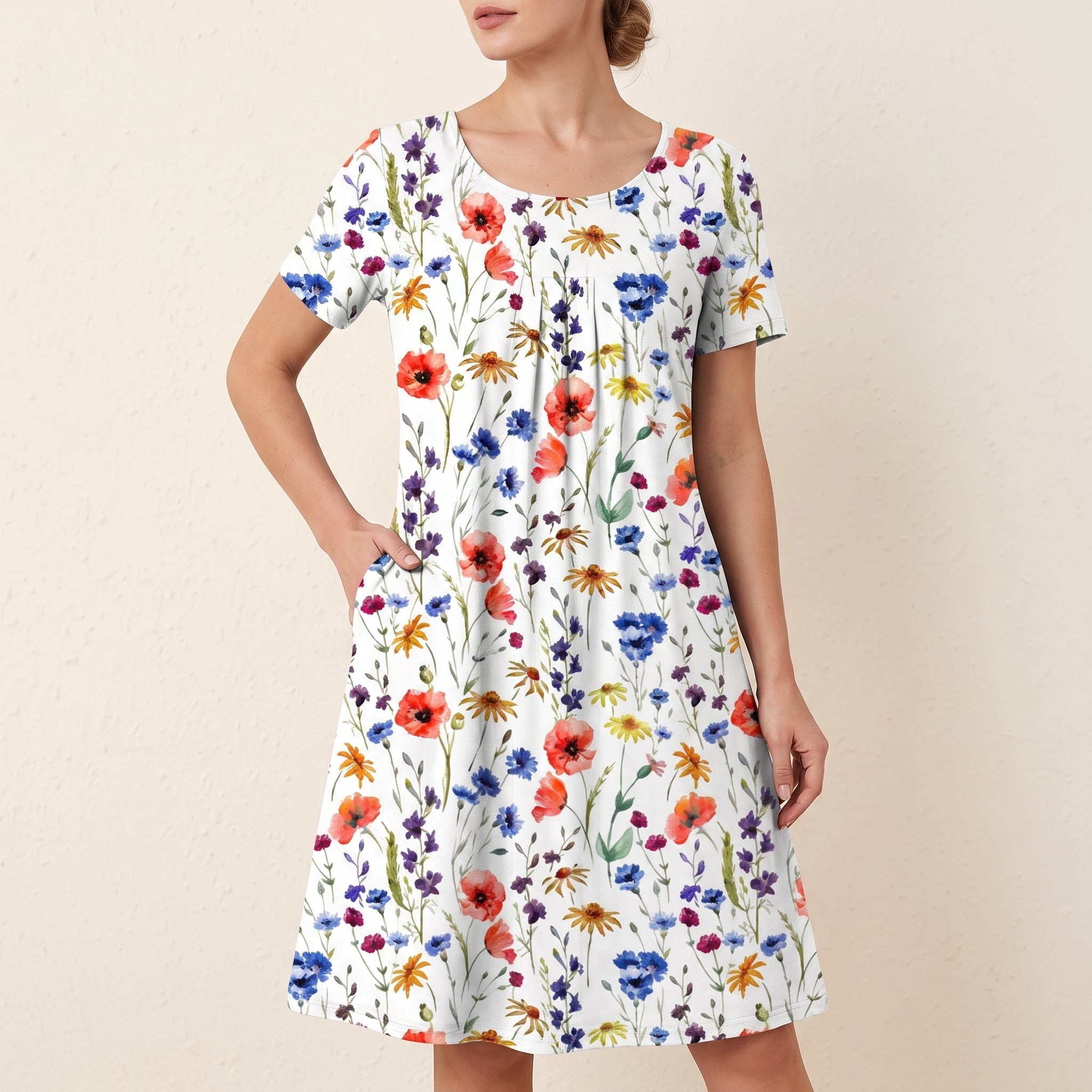 Georgia – Women's Printed Smocked Bodice Midi Dress - Dresses - Orange - Davies & Cooper