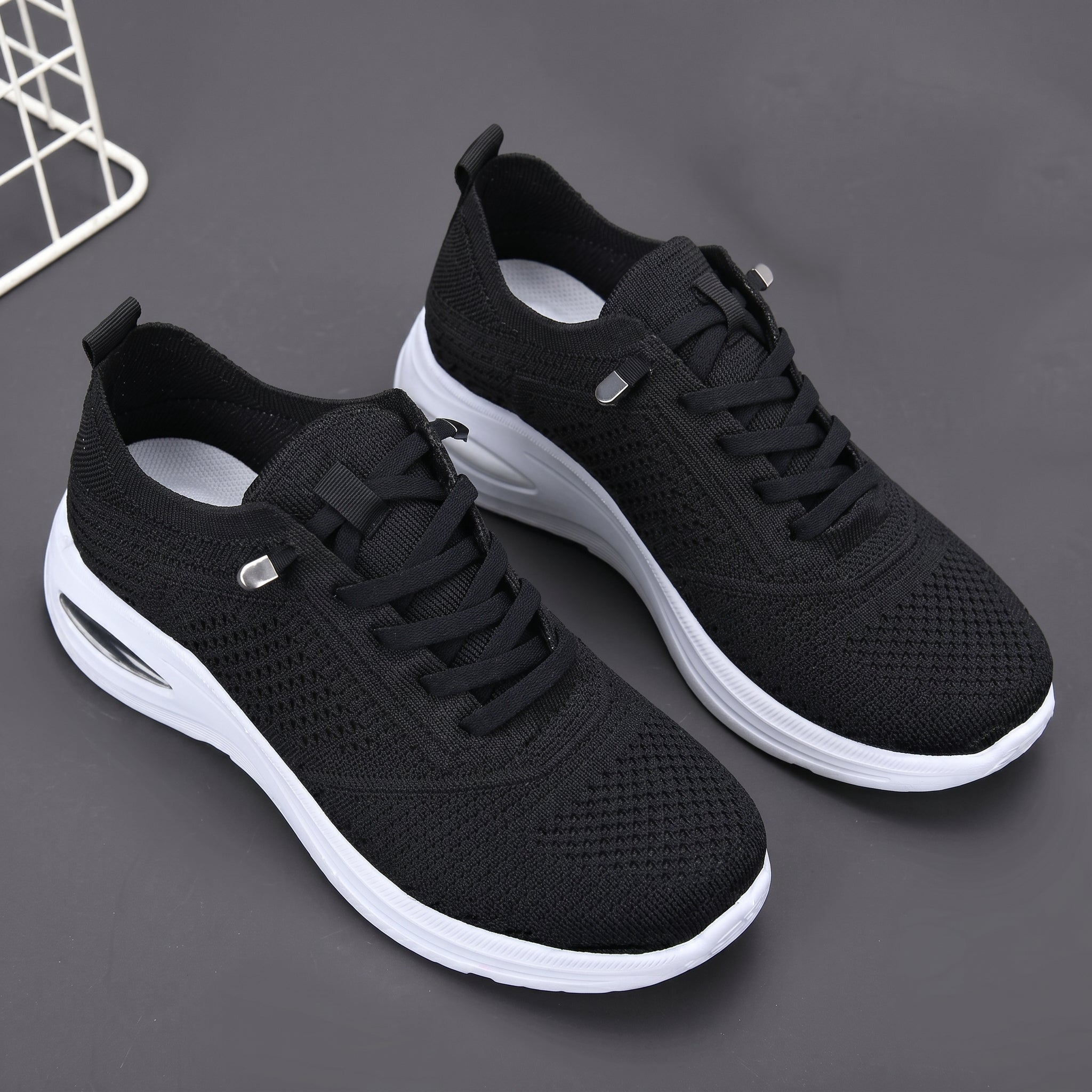 Helene - Women's Orthopaedic Lace-Up Cushioned Trainers - Orthopaedic Shoes - Black - Davies & Cooper
