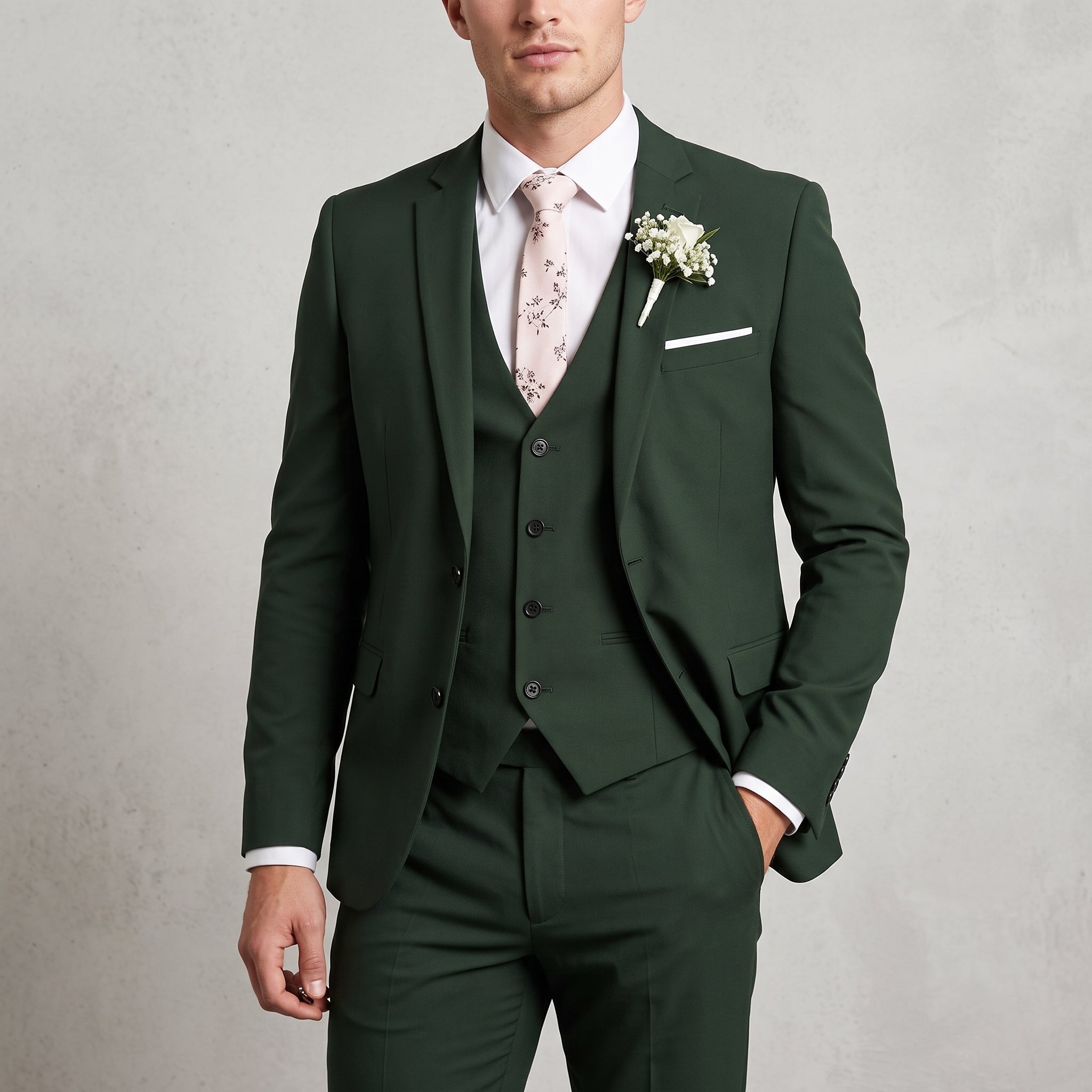 Henry – Men's Three-Piece Single-breasted Wedding Guest Suit - Tuxedos - Green - Davies & Cooper