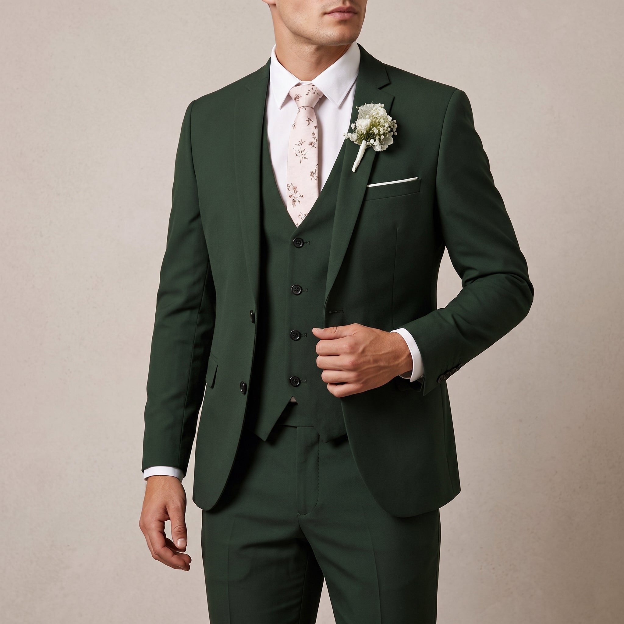 Henry – Men's Three-Piece Single-breasted Wedding Guest Suit - Tuxedos - Green - Davies & Cooper