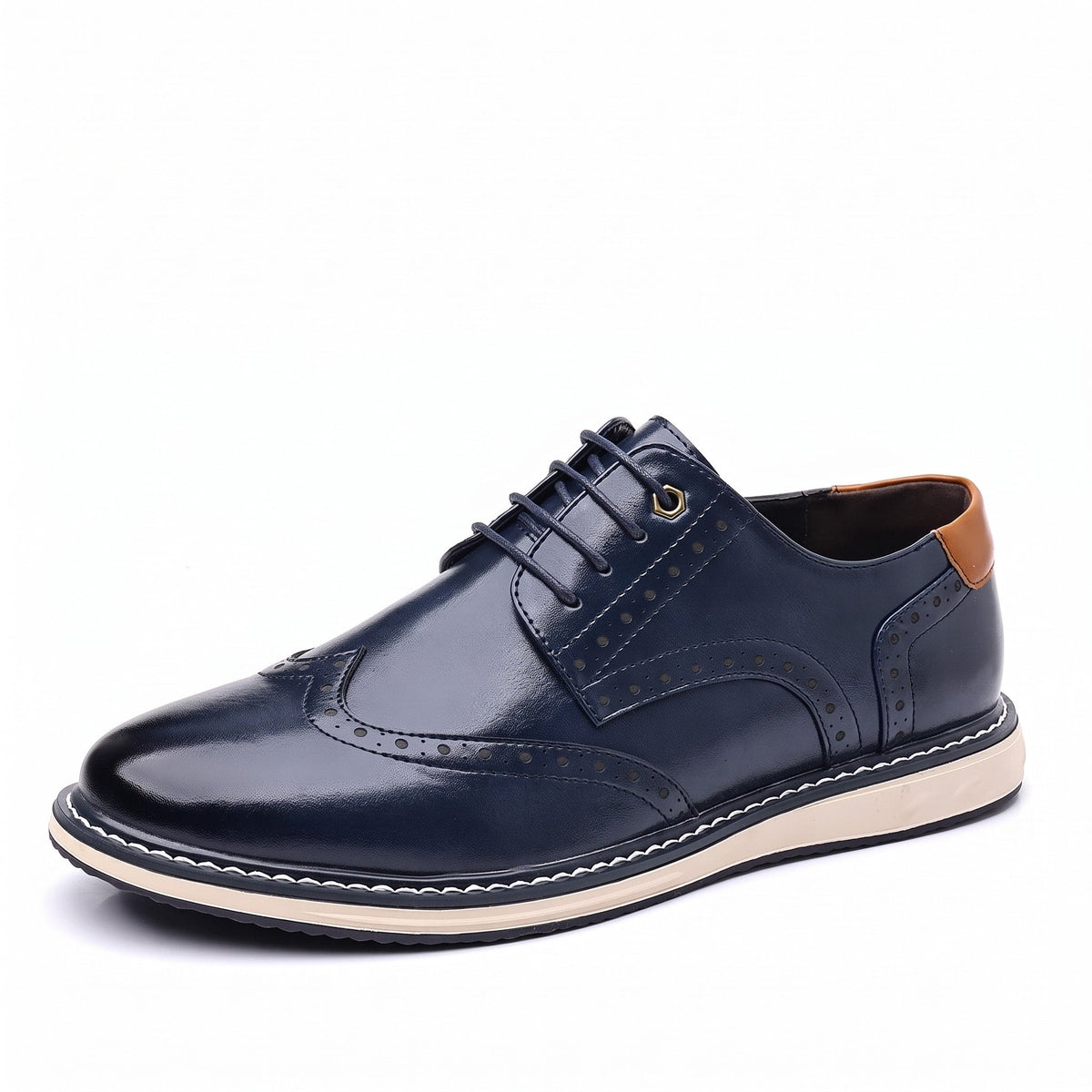 Hudson - Men's Brogue Oxford Shoes with Contrasting Sole - Shoes - Black - Davies & Cooper