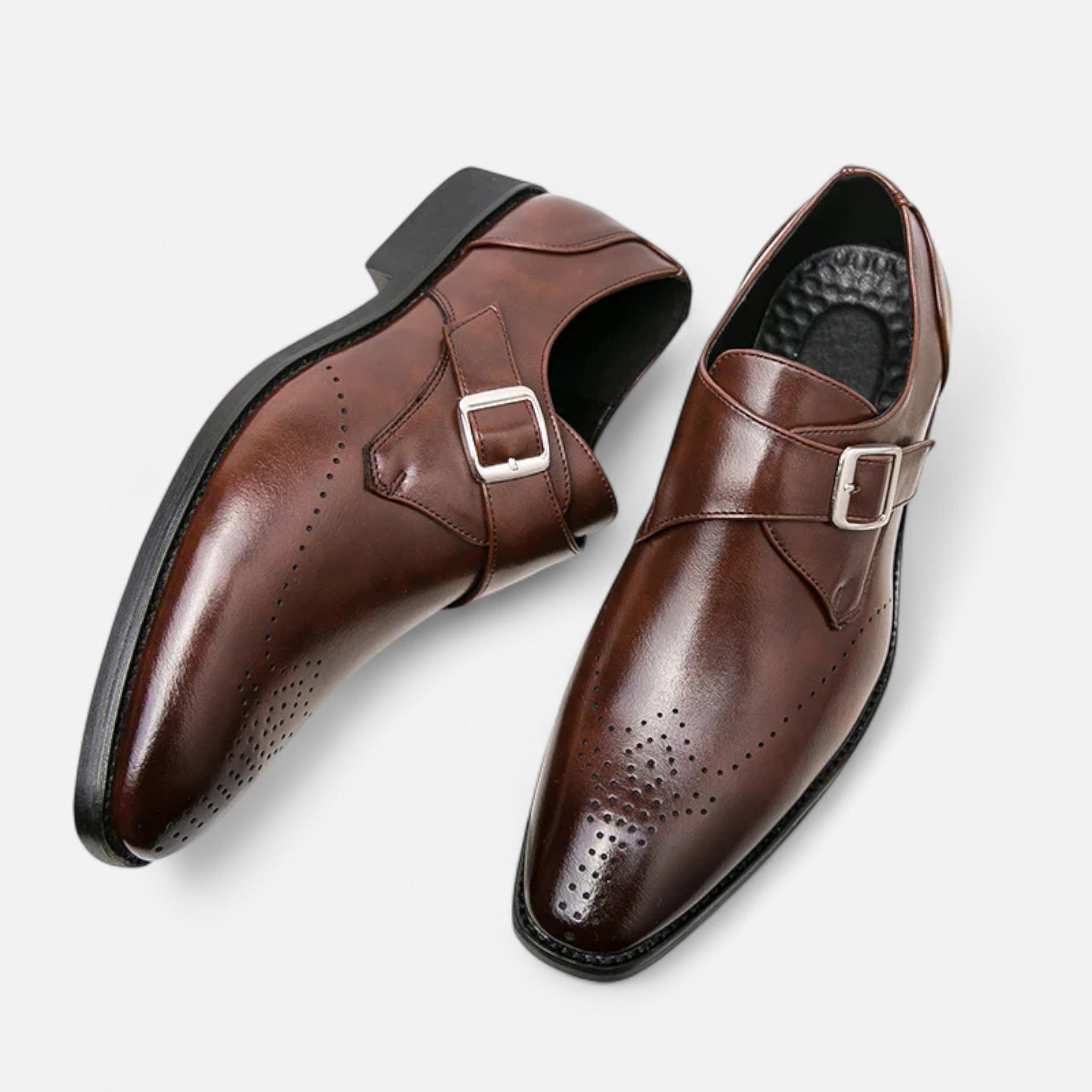 James - Men's Single Monk Strap Brogue Wedding Shoes