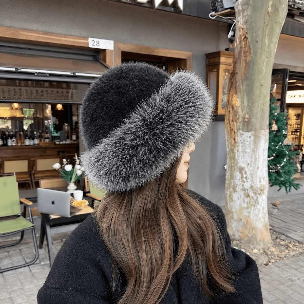 Isabelle - Women's Faux Fur Trim Bucket Hat with Ear Cover - Beanies - Grey - Davies & Cooper
