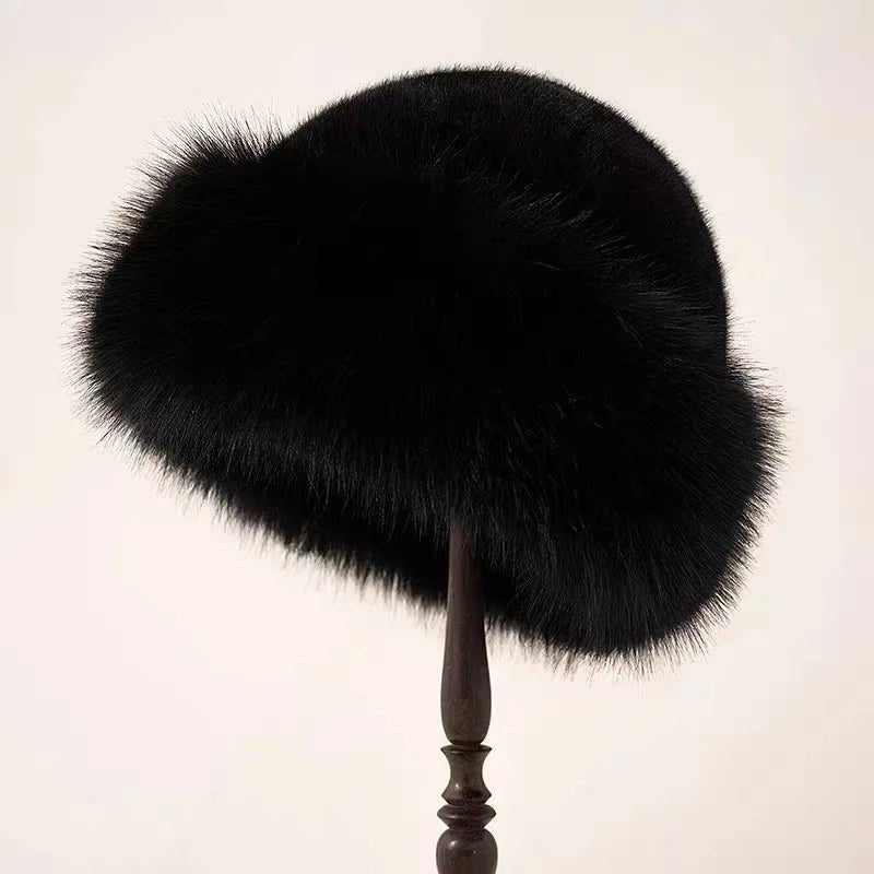 Isabelle - Women's Faux Fur Trim Bucket Hat with Ear Cover - Beanies - Black - Davies & Cooper