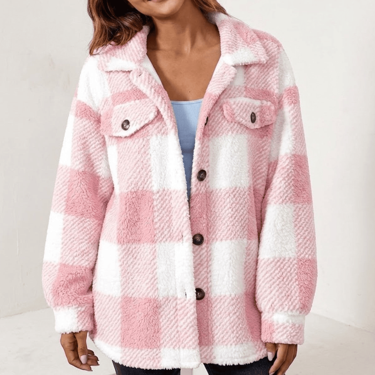 Isalie – Women's Check Jacket - Cardigans - Pink - Davies & Cooper
