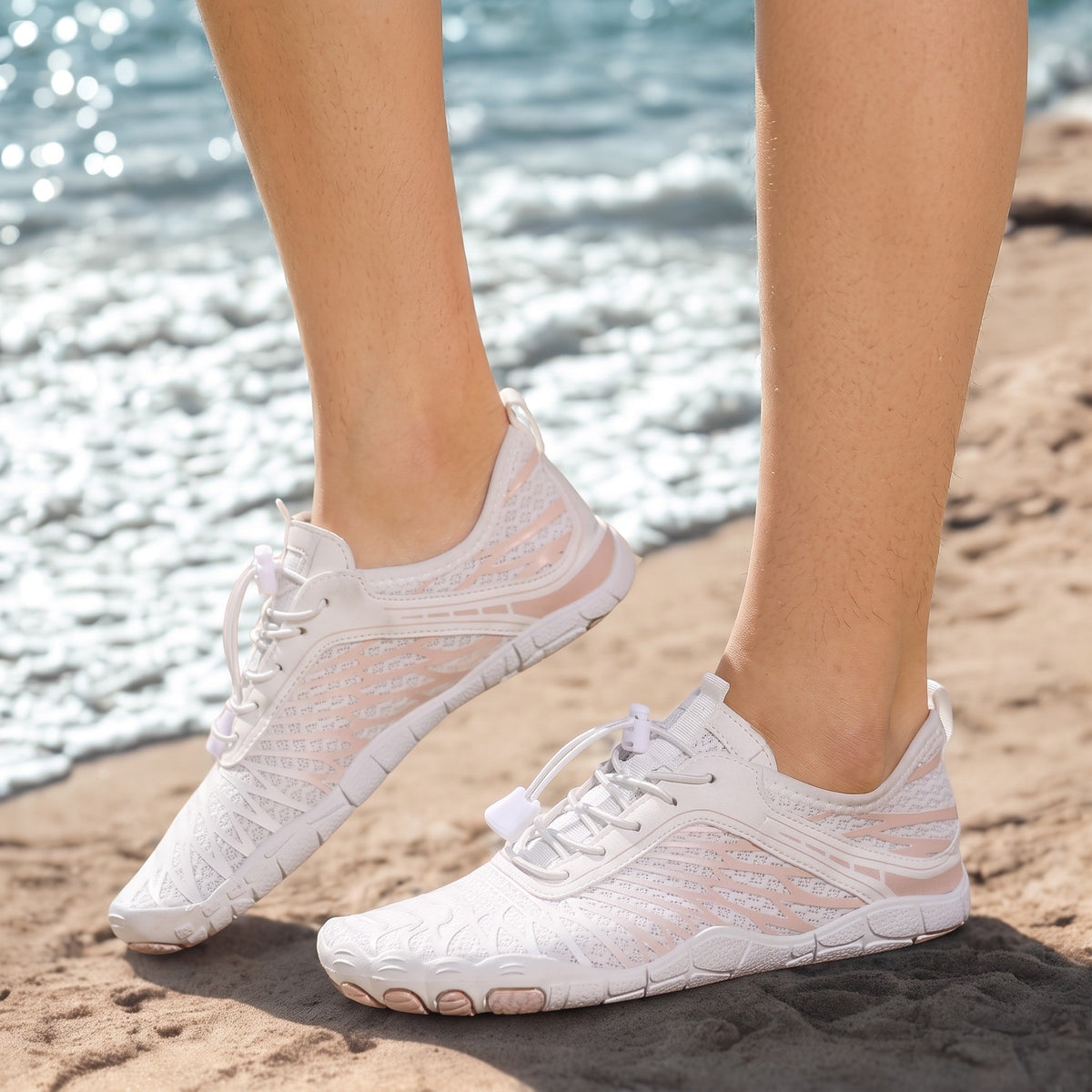 Isla - Women's Minimalist Lace-Up Barefoot Trainers with Flexible Sole - Sneakers - White - Davies & Cooper