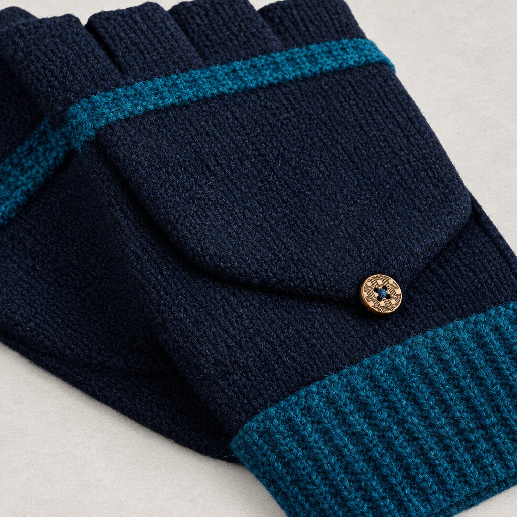 Ivy - Women's Convertible Flip-Top Fingerless Mittens with Button Strap - Cover Ups - Black - Davies & Cooper