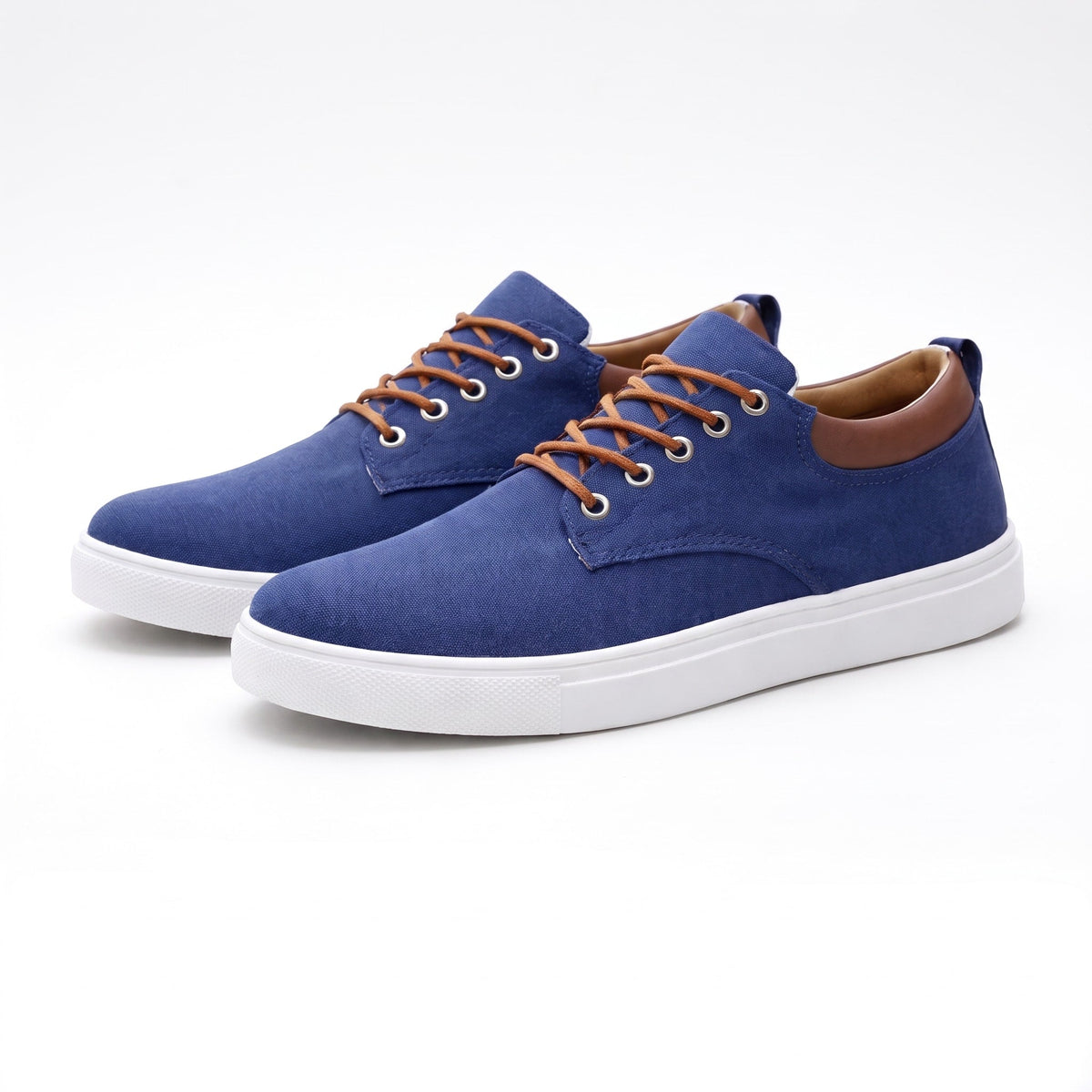 Jack - Men's Low-Top Lace-Up Trainers with Contrast Collar - Sneakers - Blue - Davies & Cooper