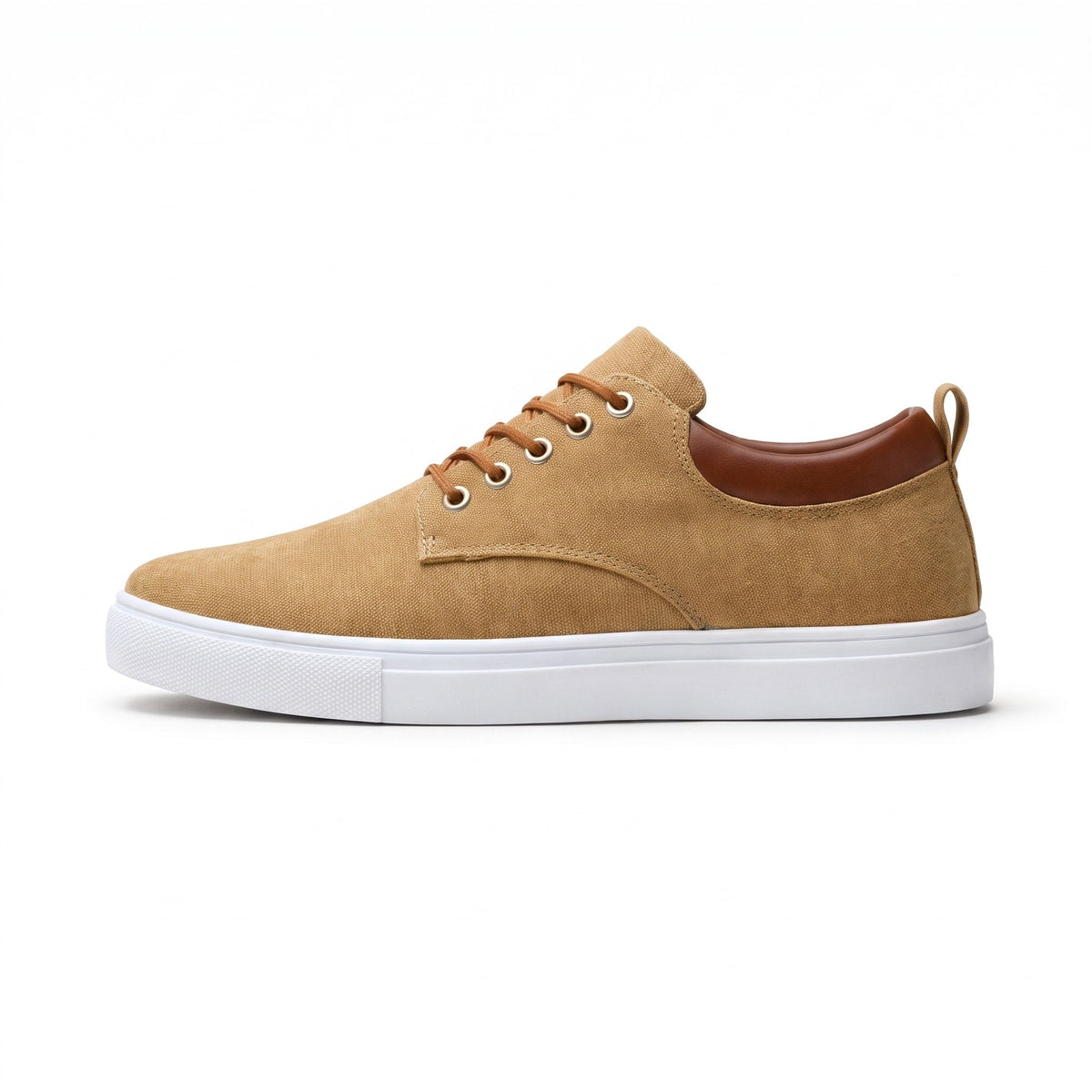 Jack - Men's Low-Top Lace-Up Trainers with Contrast Collar - Sneakers - Khaki - Davies & Cooper