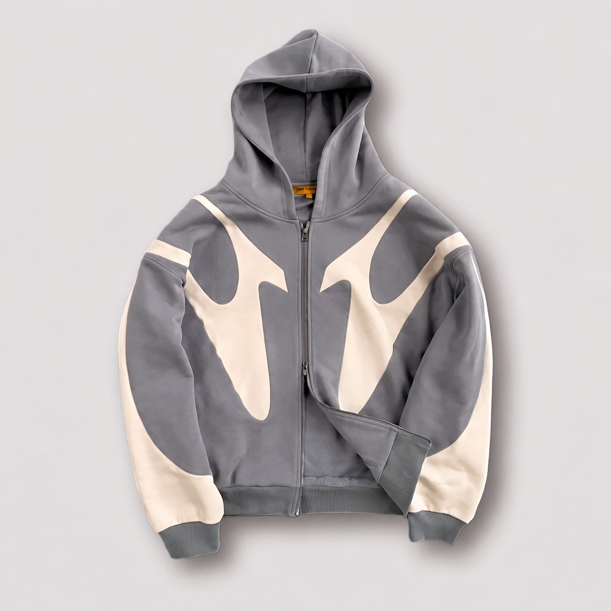 Jack - Men's Oversized Streetwear Zip-Up Hoodie with Contrast Panelling - Hoodies - Grey - Davies & Cooper