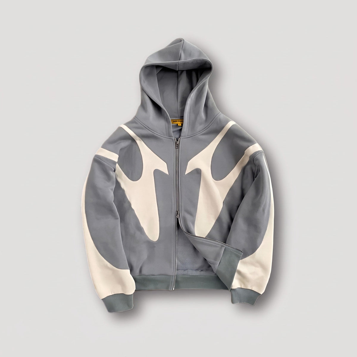Jack - Men's Oversized Streetwear Zip-Up Hoodie with Contrast Panelling - Hoodies - Grey - Davies & Cooper