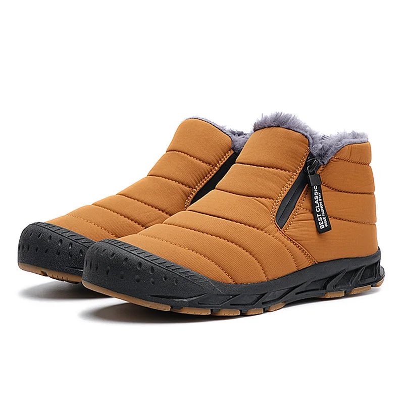 Jack - Unisex Padded Fur-Lined Snow Boots with Side Zip - Yellow - Davies & Cooper