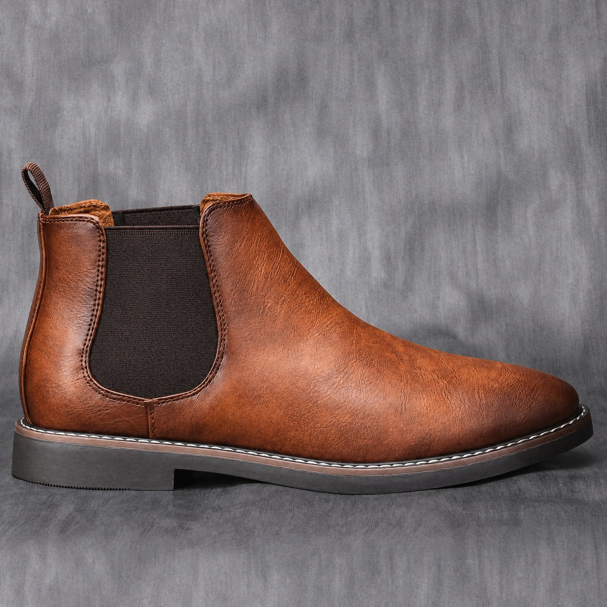 James - Men's Chelsea Boots with Pull Tab and Elastic Side Panel - Boots - Black - Davies & Cooper