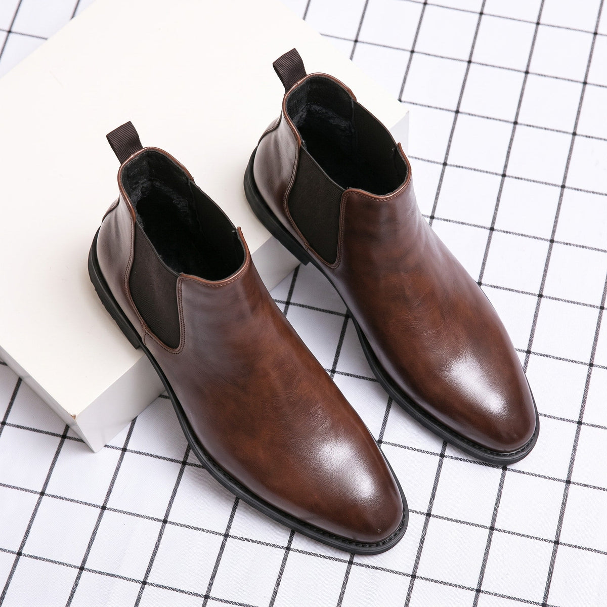 James - Men's Classic Chelsea Boots with Elastic Gusset - Boots - Brown - Davies & Cooper