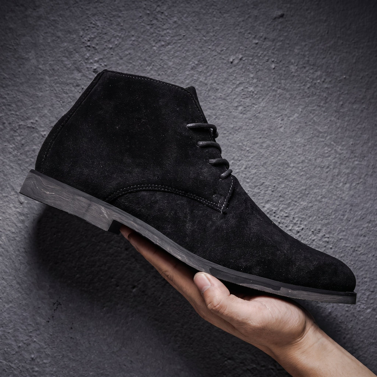 James - Men's Lace-Up Chukka Boots with Stitched Toe - Boots - Black - Davies & Cooper
