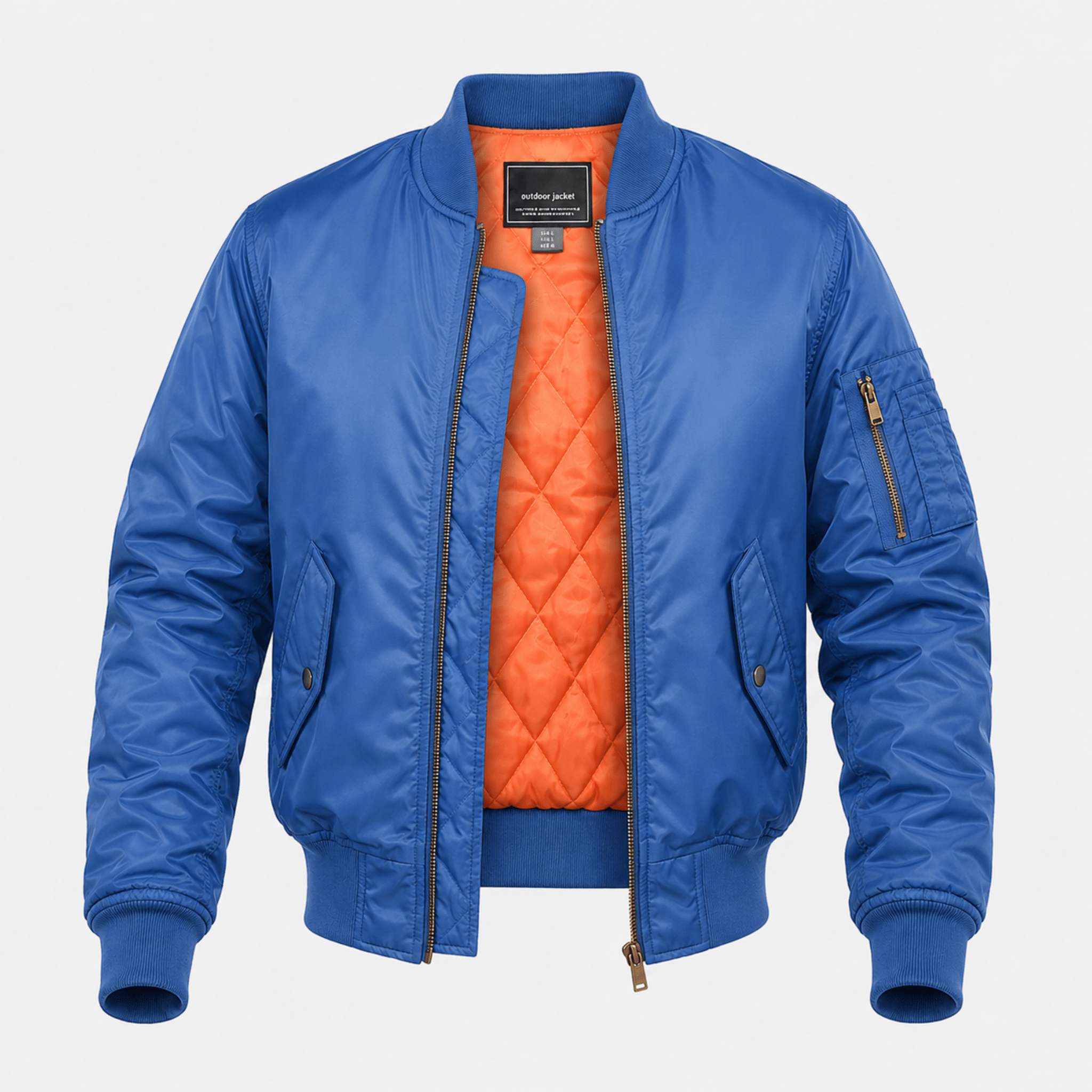 James - Men's MA-1 Style Quilted Bomber Jacket - Bomber Jackets - Blue - Davies & Cooper