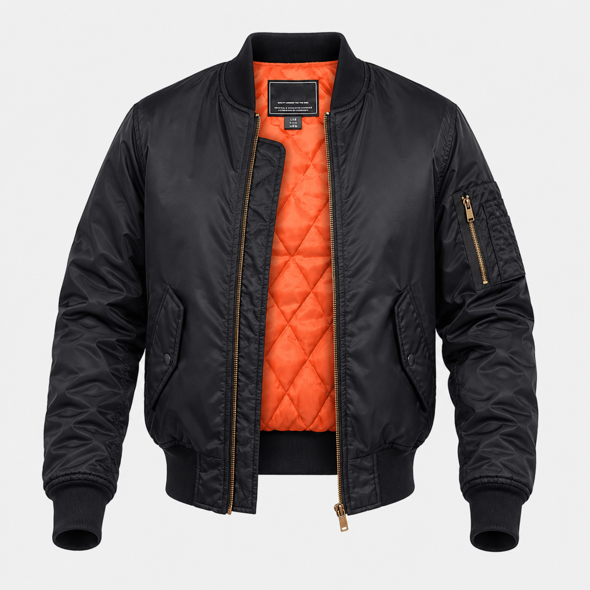 James - Men's MA-1 Style Quilted Bomber Jacket - Bomber Jackets - Black - Davies & Cooper