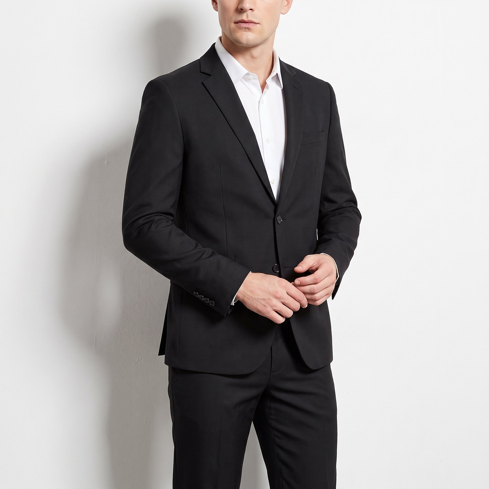 James - Men's Slim Fit Notch Lapel Two-Piece Wedding Suit - 2 Piece Men Suits - Black - Davies & Cooper