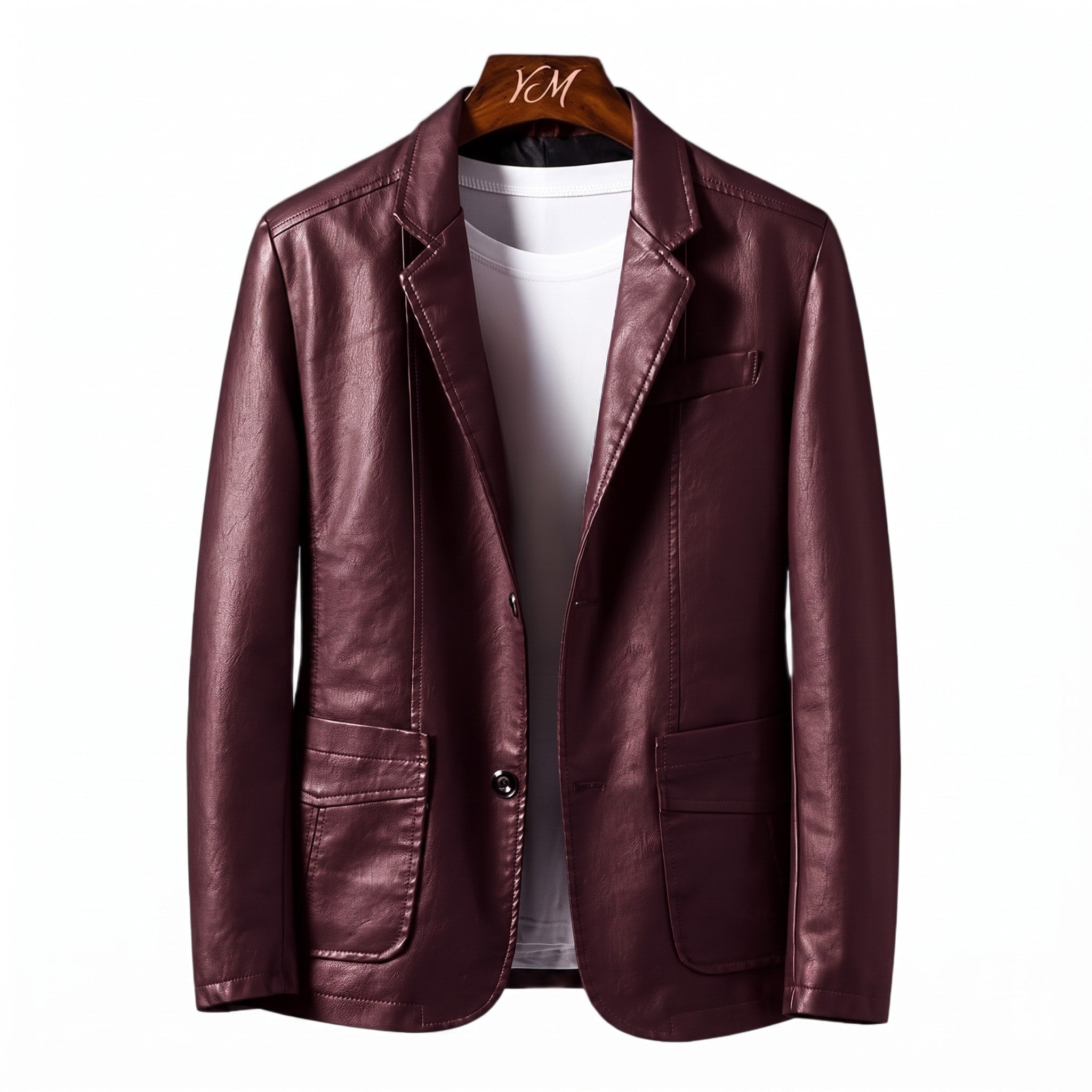 James - Men's Tailored Blazer Jacket with Two-Button Closure - Blazers - Burgundy - Davies & Cooper
