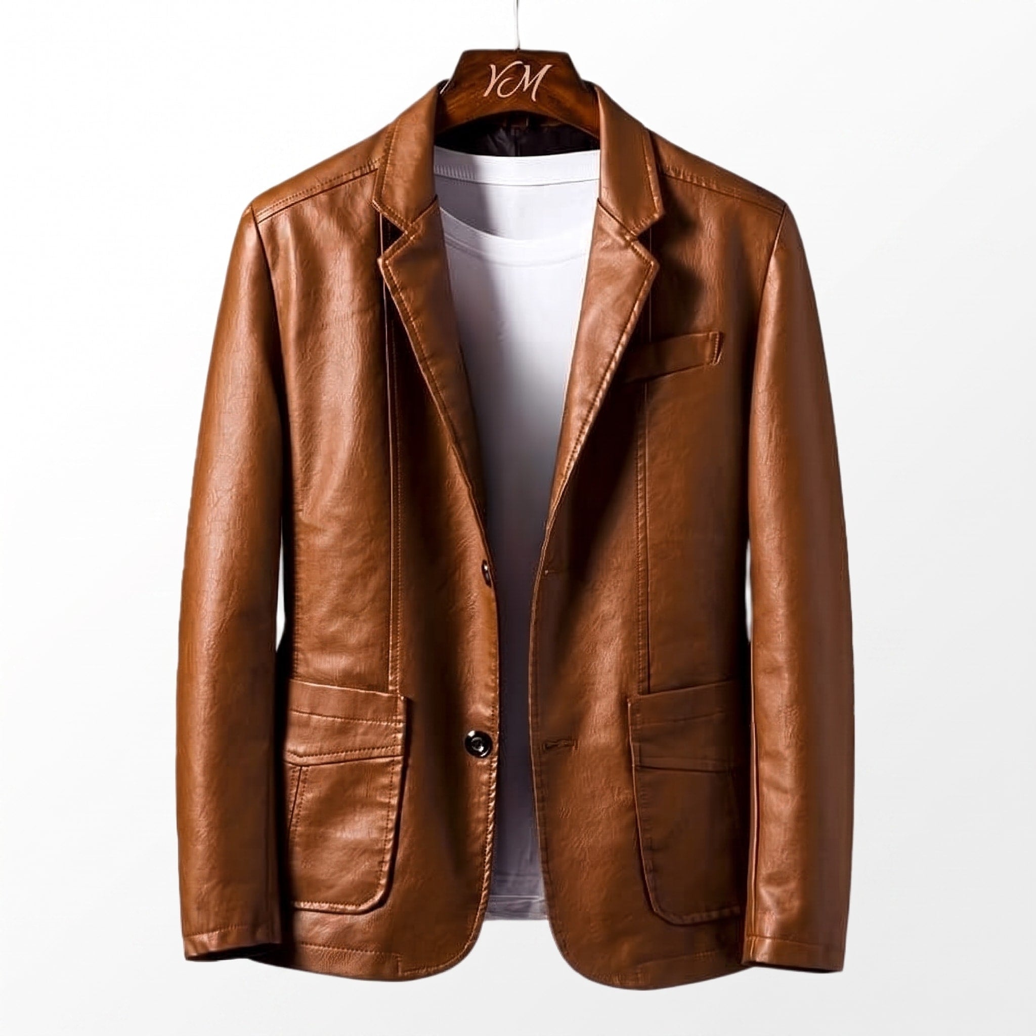 James - Men's Tailored Blazer Jacket with Two-Button Closure - Blazers - Brown - Davies & Cooper