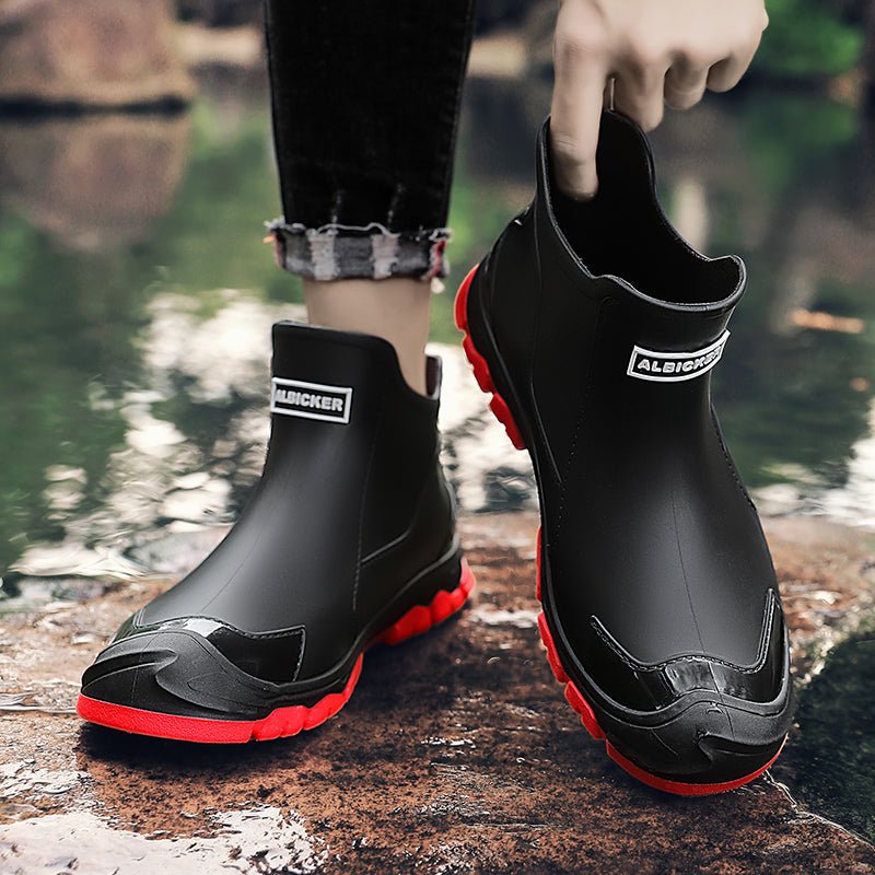 James - Men's Waterproof Slip-On Ankle Boots with Non-Slip Sole - Boots - Red - Davies & Cooper
