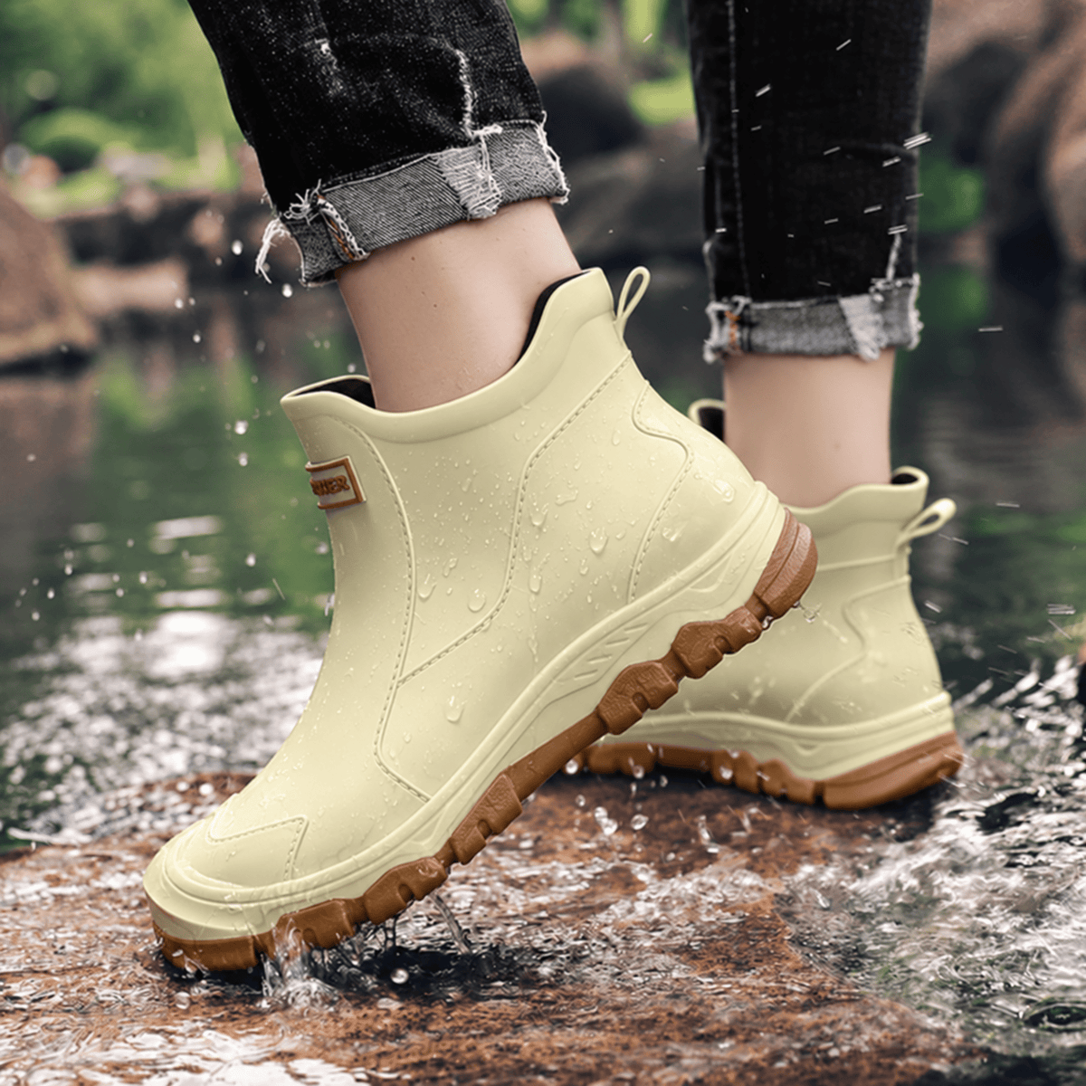 James - Men's Waterproof Slip-On Ankle Boots with Non-Slip Sole - Boots - Beige - Davies & Cooper