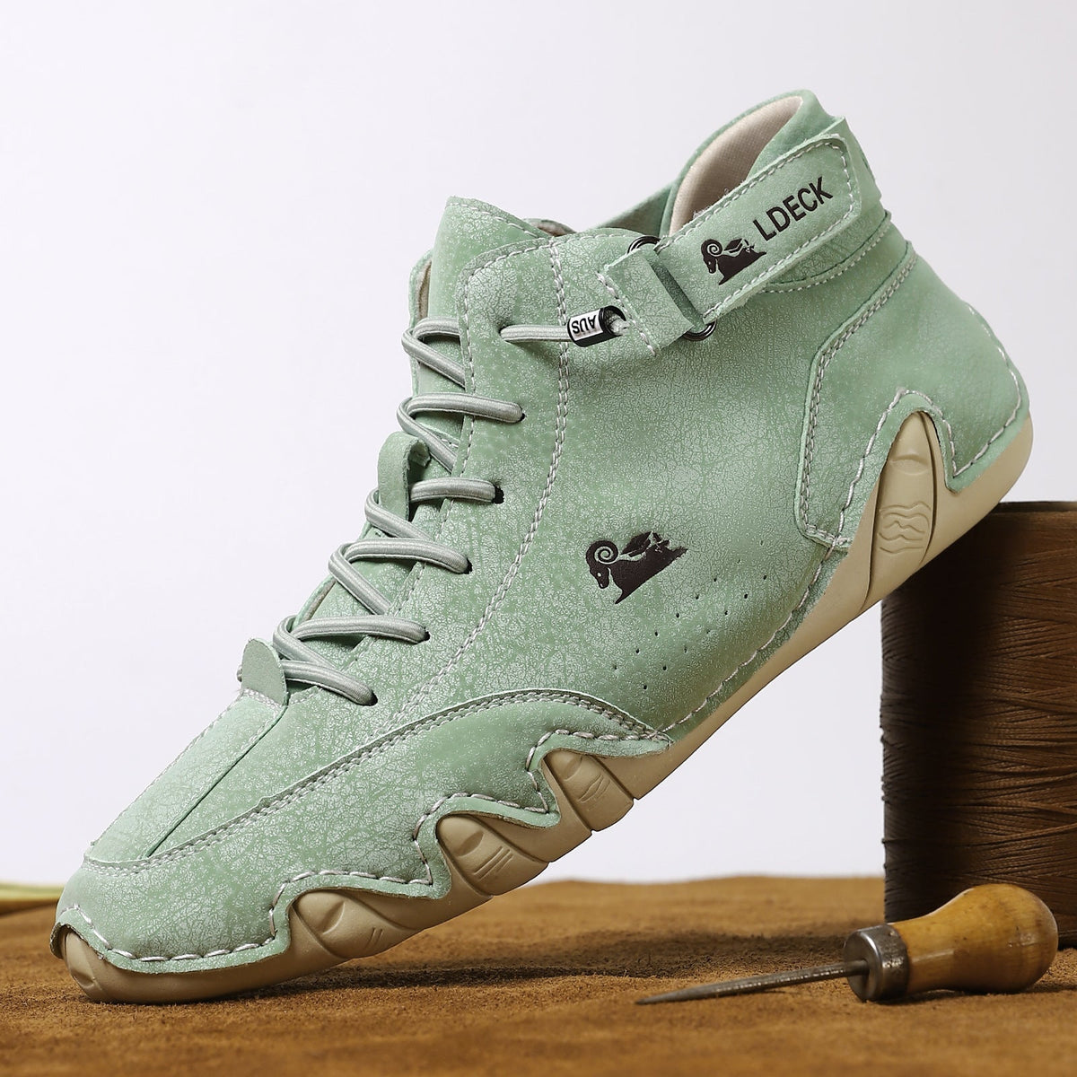 Jasper - Men's Lace-Up Ankle Boots with Chunky Rubber Sole - Boots - Light Green - Davies & Cooper