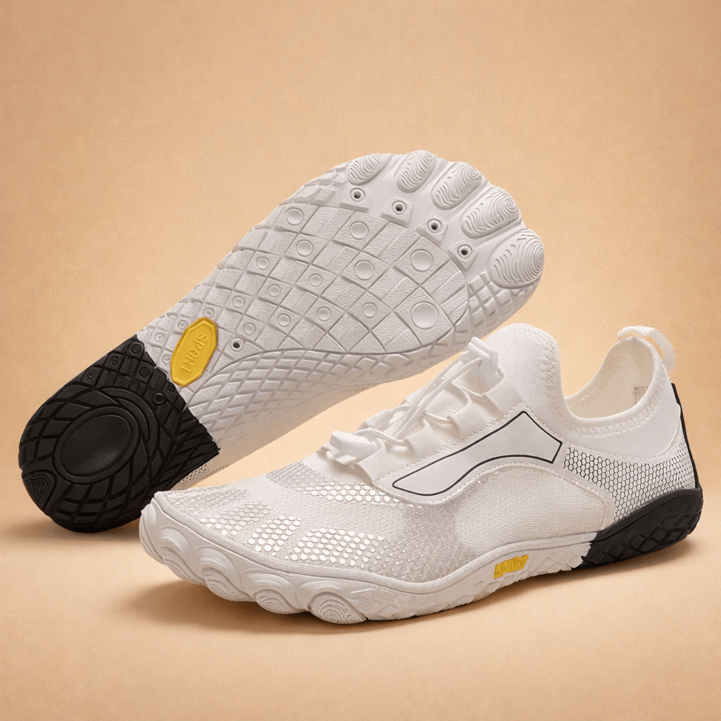 Jonas - Men's Barefoot Minimalist Trainers with Grip Sole - Athletic Shoes - Beige - Davies & Cooper