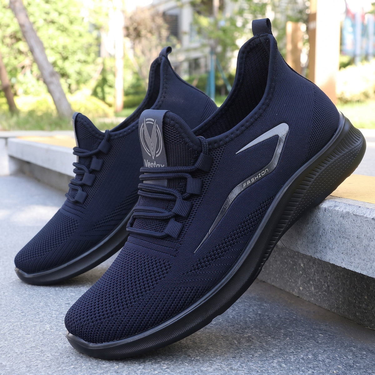 Jonas - Men's Breathable Lightweight Lace-Up Orthopaedic Trainers - Sneakers - Navy Blue - Davies & Cooper