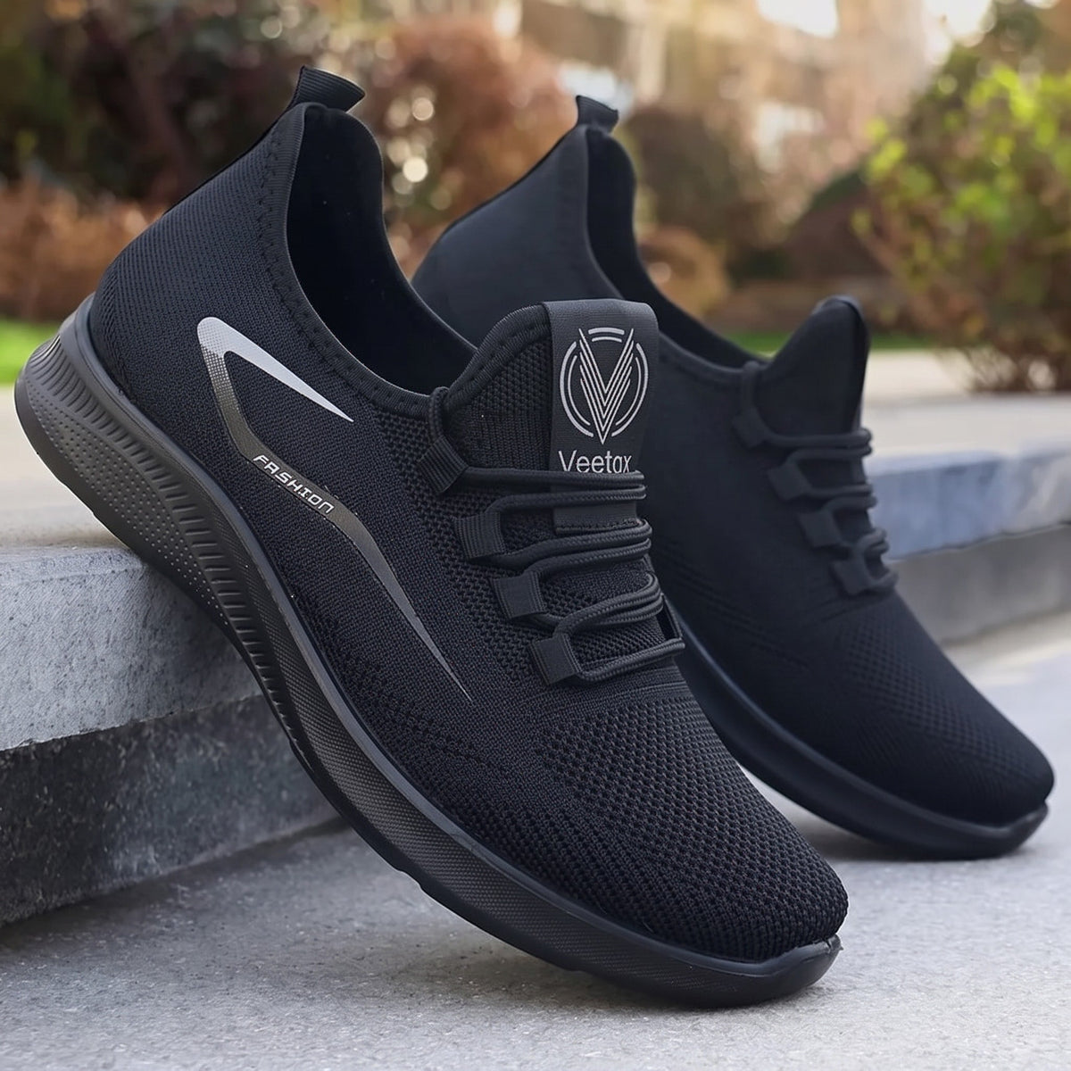 Jonas - Men's Breathable Lightweight Lace-Up Orthopaedic Trainers - Sneakers - Black - Davies & Cooper