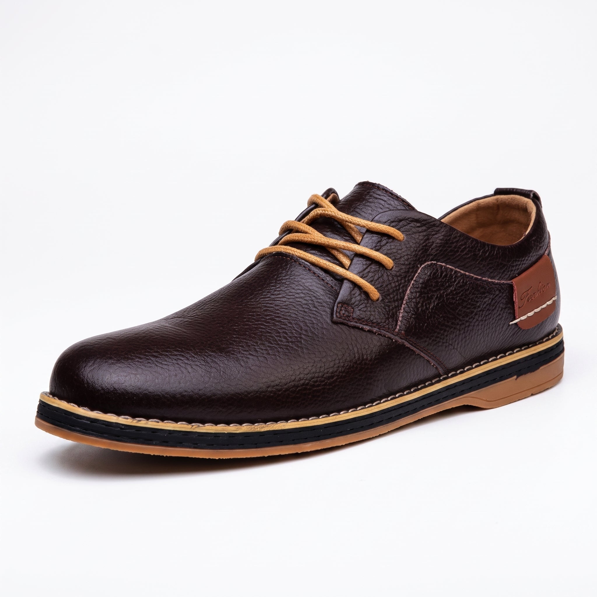 Jonas - Men's Casual Derby Shoes with Contrast Sole Detail - Shoes - Brown - Davies & Cooper