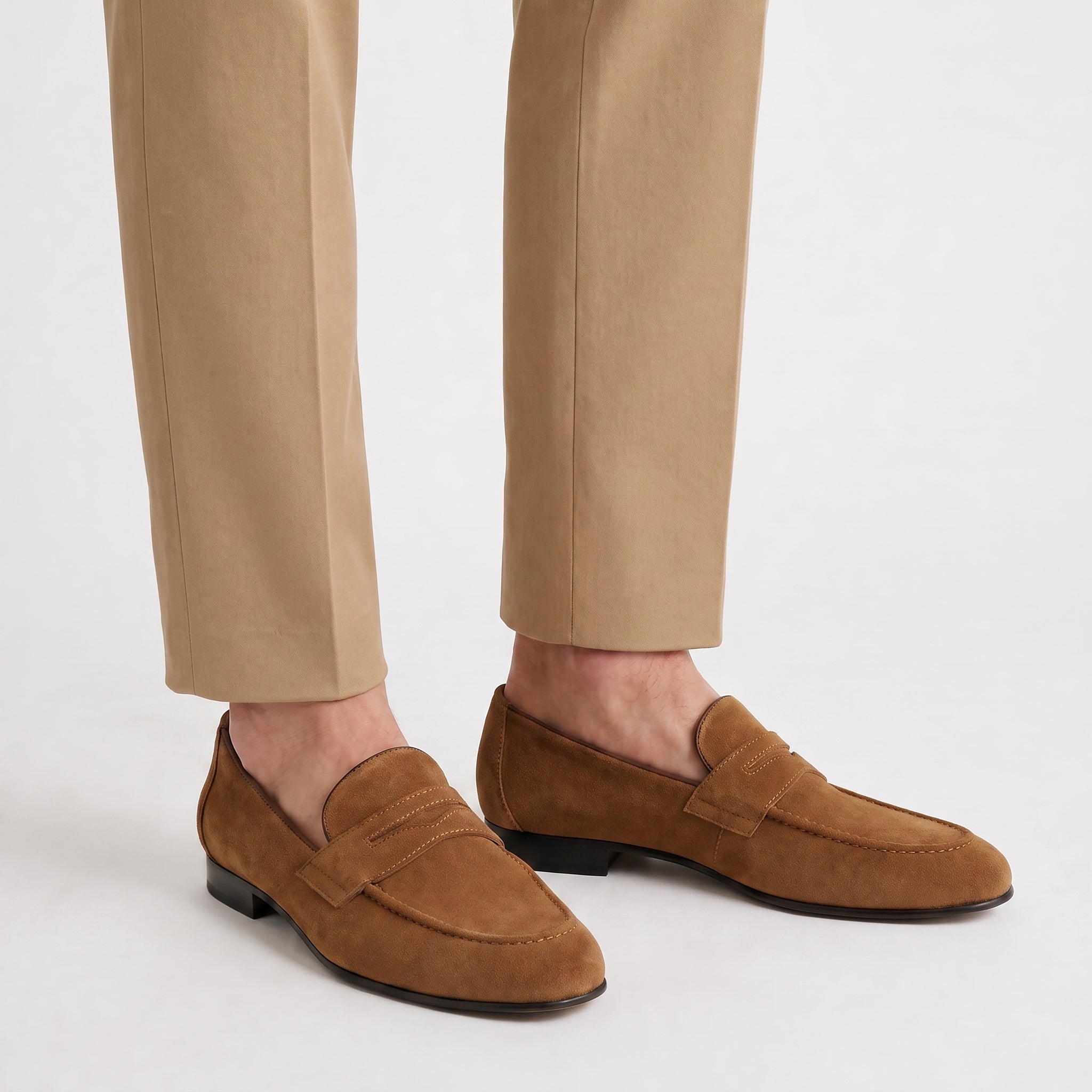 Jonas – Men's Classic Penny Round Toe Loafers - Shoes - Light Brown - Davies & Cooper