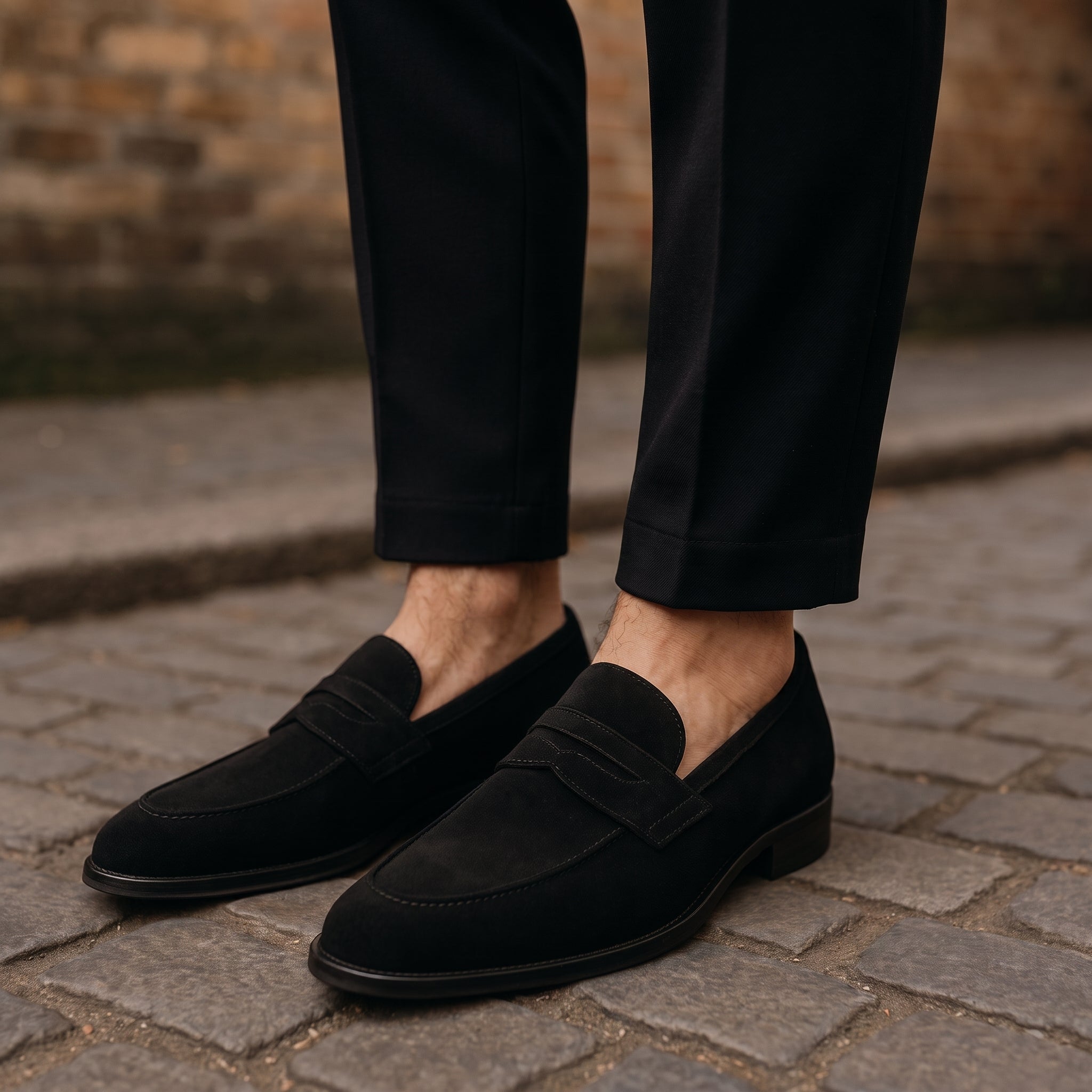 Jonas – Men's Classic Penny Round Toe Loafers - Shoes - Black - Davies & Cooper