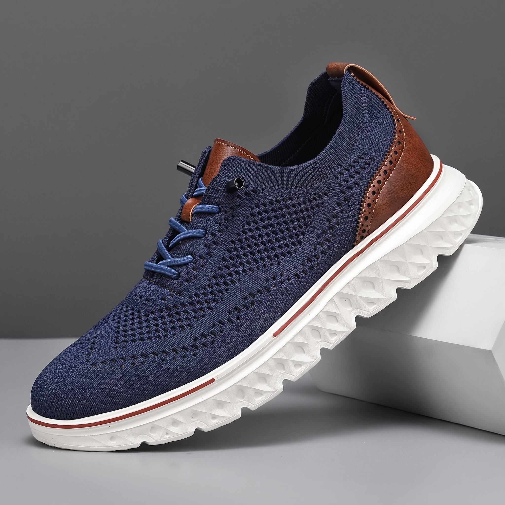 Jonas - Men's Orthopaedic Lace-Up Breathable Mesh Trainers - Trainers - Blue - Davies & Cooper