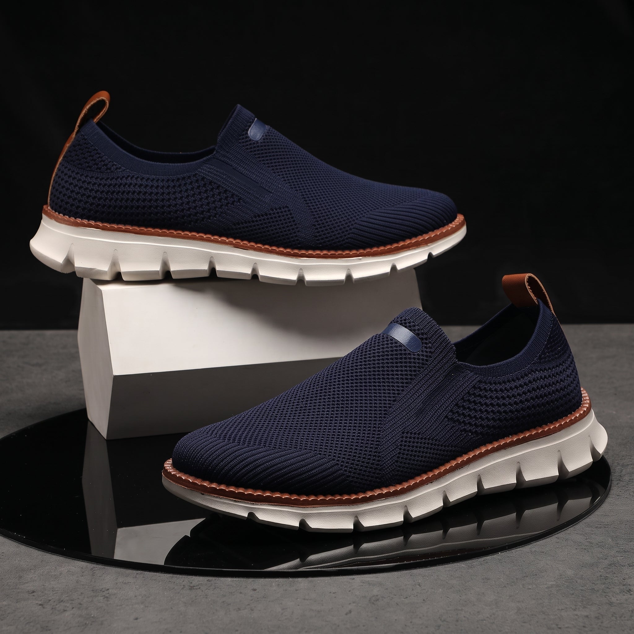 Jonas - Men's Orthopaedic Slip-On Breathable Mesh Trainers - Trainers - Blue - Davies & Cooper