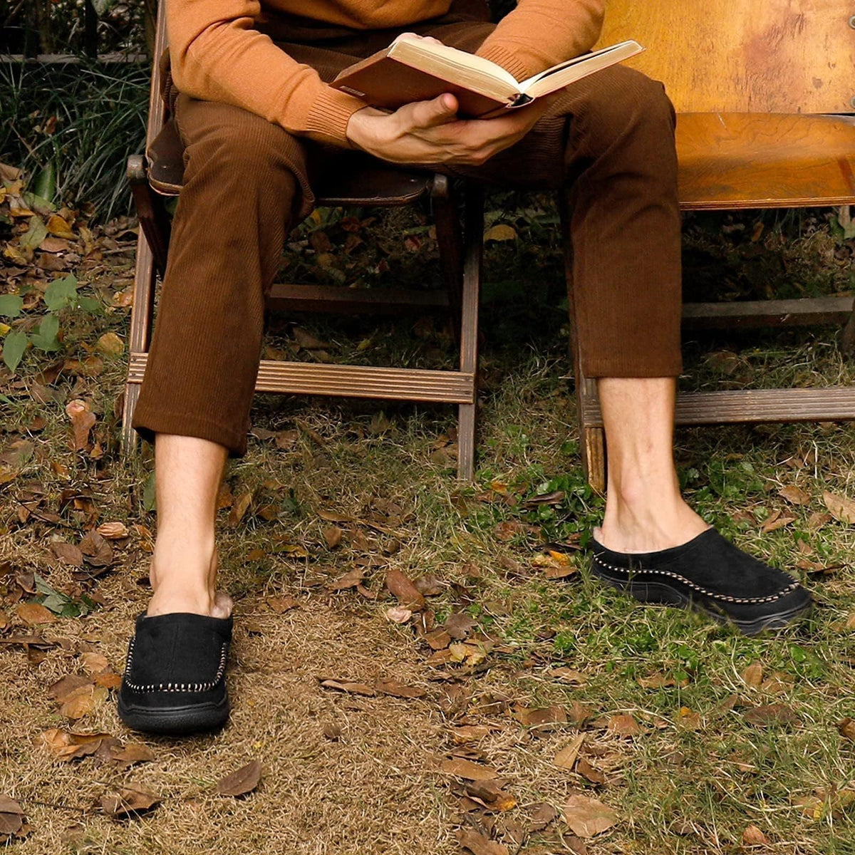 Joris – Men's Slippers in Suede-Look with Warm Lining - Shoes - Light Brown - Davies & Cooper