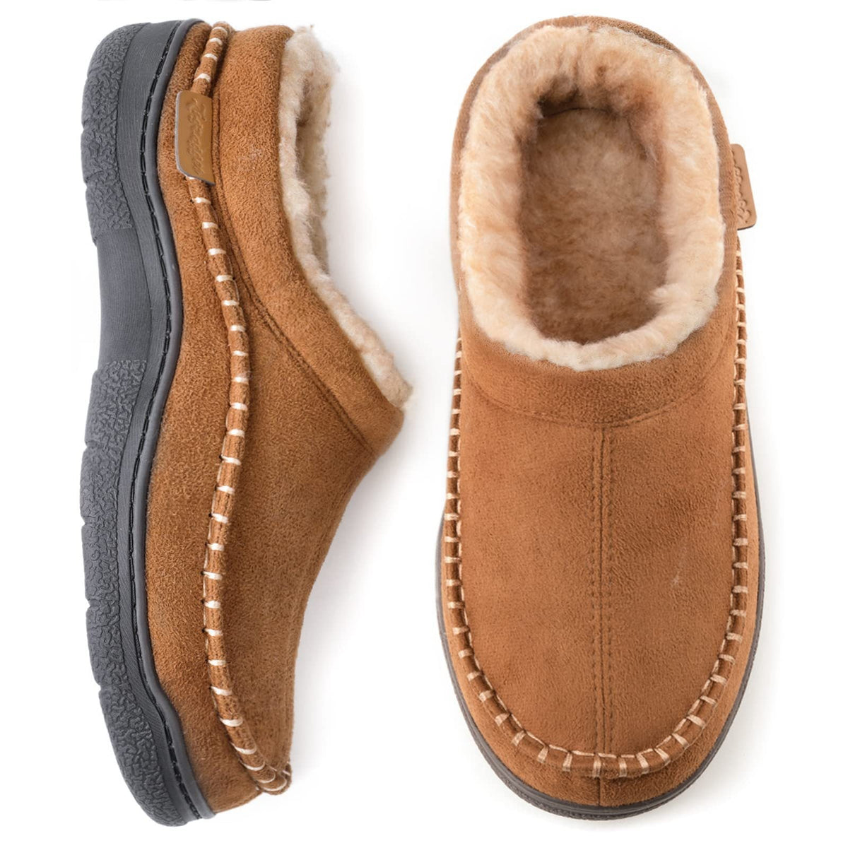 Joris – Men's Slippers in Suede-Look with Warm Lining - Shoes - Light Brown - Davies & Cooper