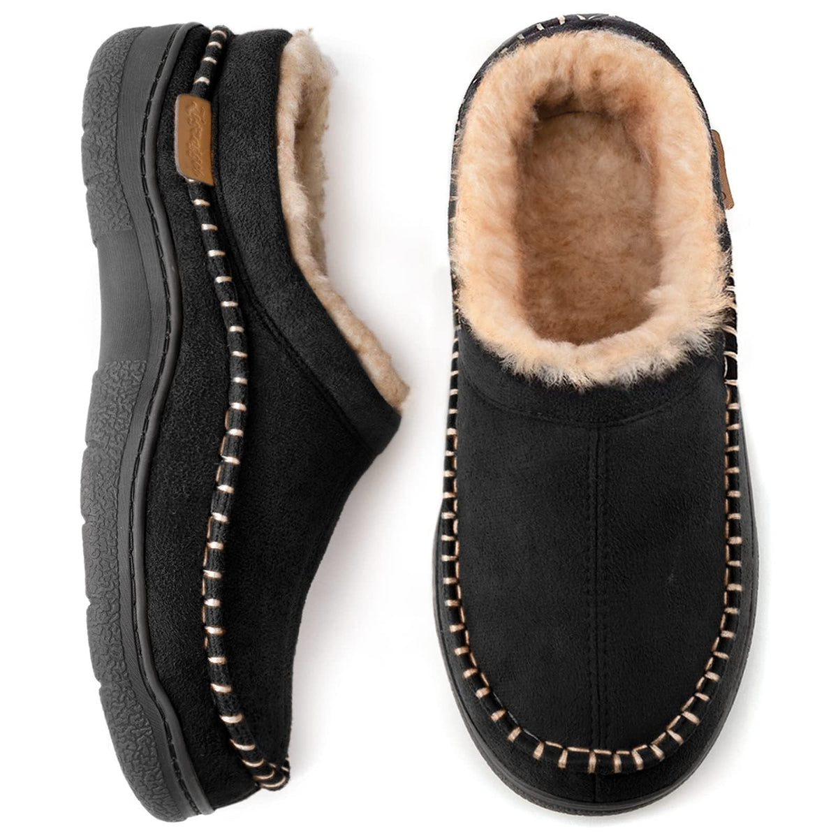 Joris – Men's Slippers in Suede-Look with Warm Lining - Shoes - Grey - Davies & Cooper