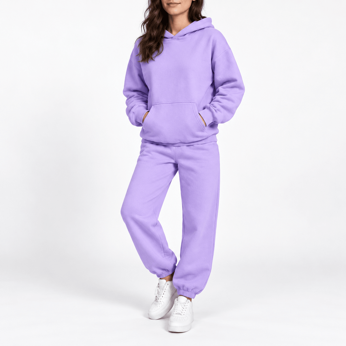 Lena - Women's Relaxed Oversized Hoodie and Jogger Two-Piece Set - Outfit Sets - Purple - Davies & Cooper