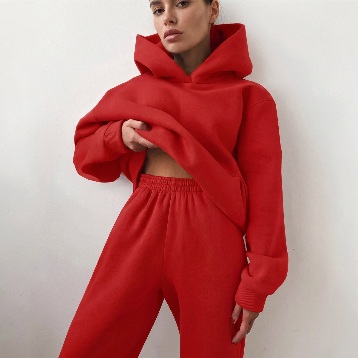 Lola - Women's Oversized Hoodie and Jogger Co-ord Set - Outfit Sets - Red - Davies & Cooper