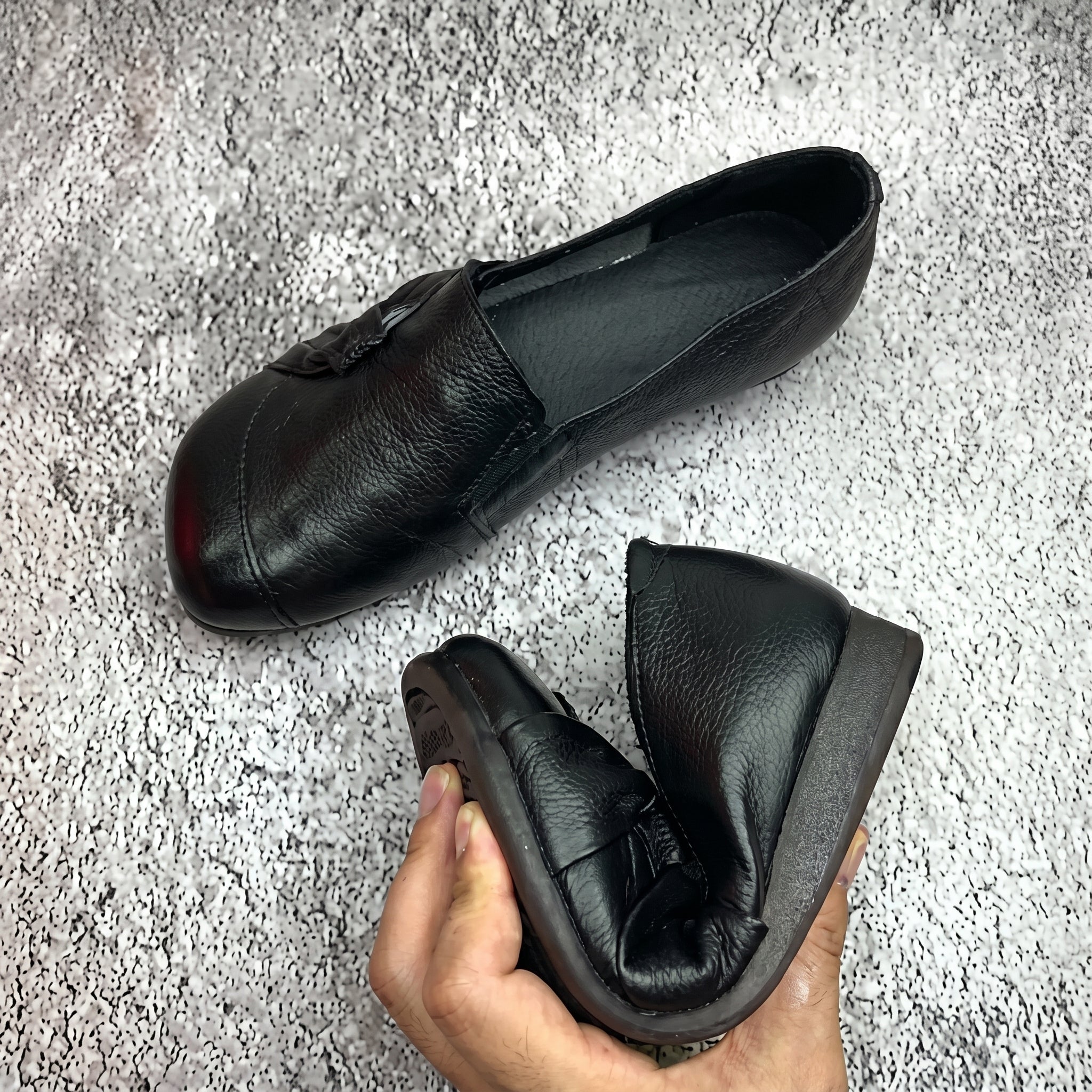 Louise - Women's Round Toe Loafers with Bow Detail - Shoes - Black - Davies & Cooper