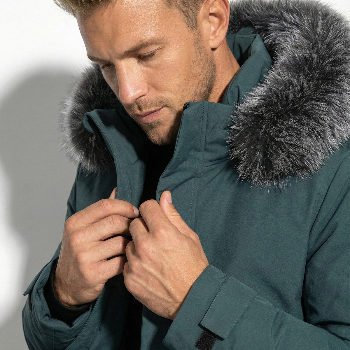 Lukas – Water-Repellent Winter Parka Jacket with Hood - Jackets - Green - Davies & Cooper